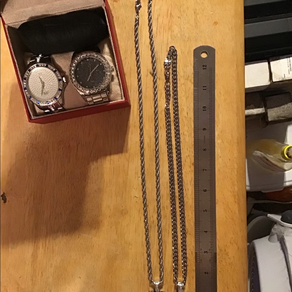 TECHNO PAVÉ WATCHES x 2 PENDANTS x 2 CHAINS x 2 - Picture 5 of 7